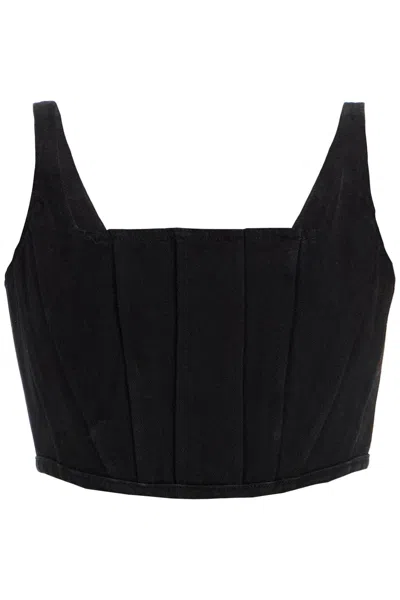 Marc Jacobs Leather Corset-style Cropped Top In Black
