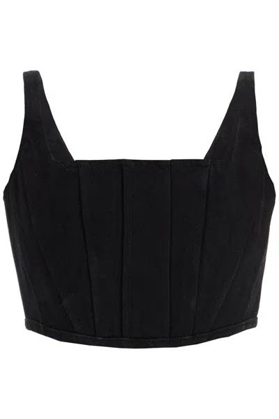 Marc Jacobs Cotton Gabardine Cropped Bustier Top In Black