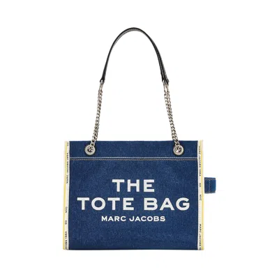 Pre-owned Marc Jacobs Denim Chain Medium Tote Bag 'dark Wash' | Blue | Women's Size Onesize