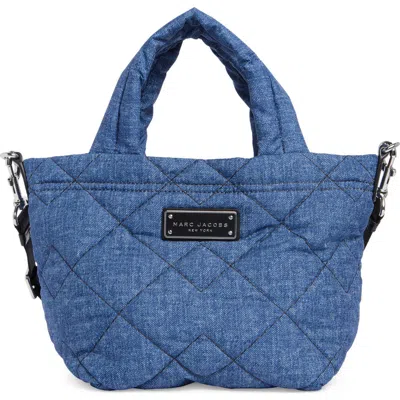 Marc Jacobs Denim Effect Quilted Mini Tote Bag In Blue