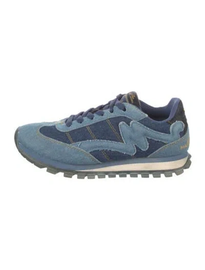Pre-owned Marc Jacobs Denim Embroidered Accent Athletic Sneakers In Blue