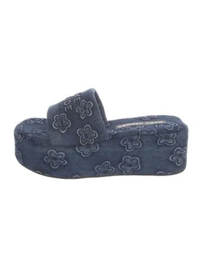 Pre-owned Marc Jacobs Denim Floral Print Slides In Blue