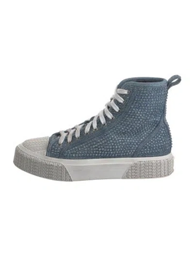 Pre-owned Marc Jacobs Denim Graphic Print Chunky Sneakers In Blue