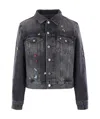 Marc Jacobs Fray Charm Shrunken Trucker Denim Jacket In Black