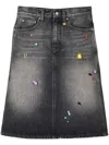 Marc Jacobs Midi Denim Skirt With Back And Front Pockets In Black