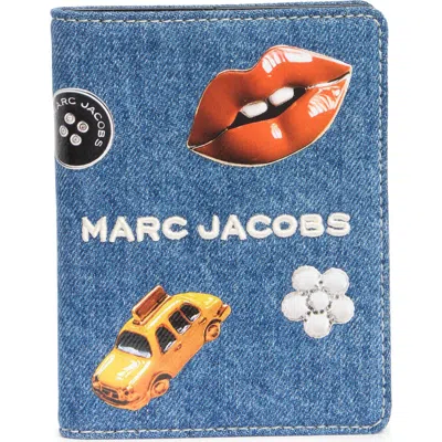 Marc Jacobs Denim Passport Case In Indigo Multi