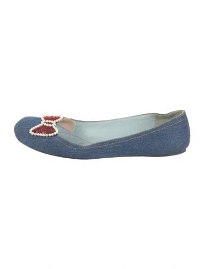 Pre-owned Marc Jacobs Denim Sequin Embellishments Flats In Blue