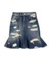 Marc Jacobs Distressed Mini Denim Skirt In Blue