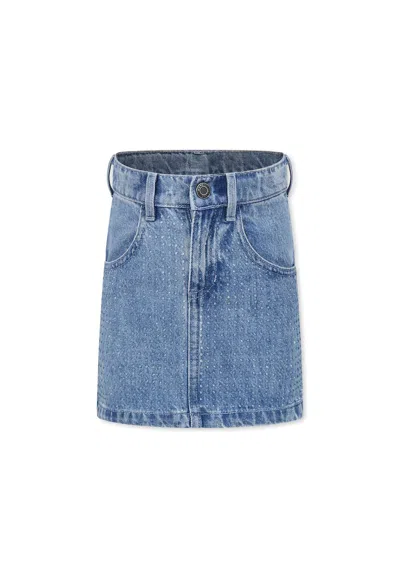 Marc Jacobs Kids' Denim Skirt For Girl With Rhinestones