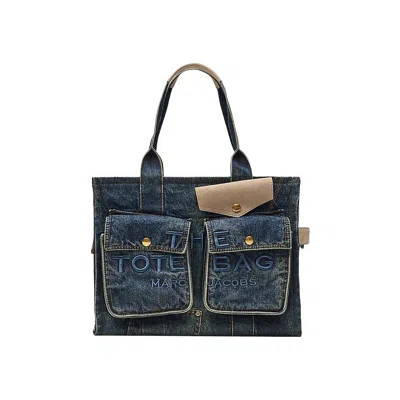 Pre-owned Marc Jacobs Denim Suede Pocket Large Tote Bag 'dark Wash' | Blue | Women's Size Onesize