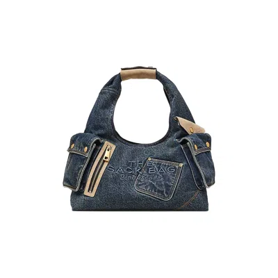 Pre-owned Marc Jacobs Denim Suede Pocket Sack Bag 'dark Wash' | Blue | Women's Size Onesize
