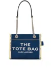 Marc Jacobs Sac Cabas The Denim Chain Micro Tote Bag In Blue