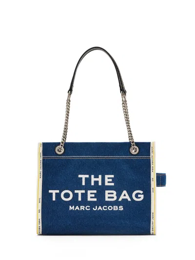 Marc Jacobs Denim Tote Bag With Chain In Blue