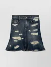 Marc Jacobs Distressed Denim Skirt With Pockets And Loops In Blue