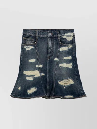 MARC JACOBS DISTRESSED DENIM SKIRT WITH POCKETS AND LOOPS