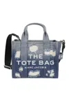 Marc Jacobs Distressed Denim Tote With Bold Lettering In Gray