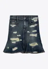 Marc Jacobs Distressed Mini Denim Skirt In Blue
