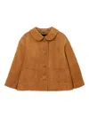 Marc Jacobs Doll Peter Pan-collar Suede Jacket In Brown