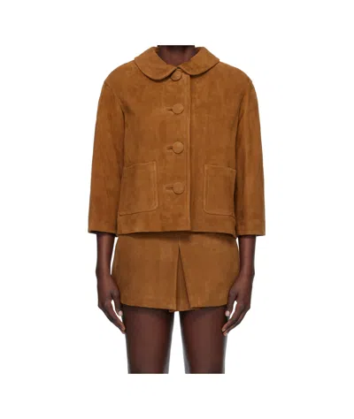 Marc Jacobs Doll Suede Casual Jacket In Brown