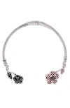 Marc Jacobs Crystal-embellished Flower Necklace In Metallic