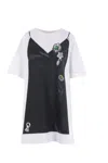 Marc Jacobs Embellished Graphic Cotton T-shirt In White+black