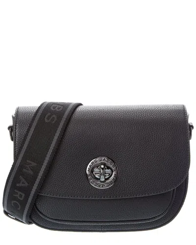 Marc Jacobs Dtm Signet Turnlock Leather Saddle Bag In Black