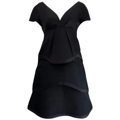 Pre-owned Marc Jacobs Early 2000s  Collection Size 10 Black A - Line Silk Tiered Dress