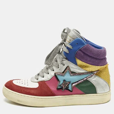 Pre-owned Marc Jacobs Eclipse Size 38 Multicolor Leather And Suede High Top Sneakers