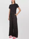 Marc Jacobs Elastic Waistband Graphic Pattern Wide Leg Pants In Brown