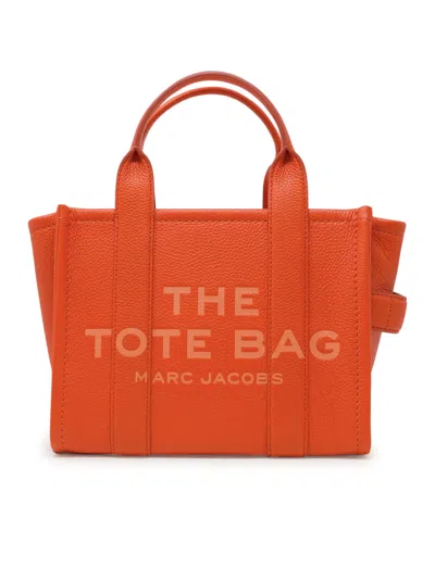 Marc Jacobs Electric Orange Leather The Small Tote Bag