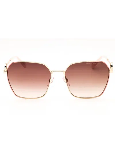 Marc Jacobs Metal Rectangular Women's Sunglasses In Gold