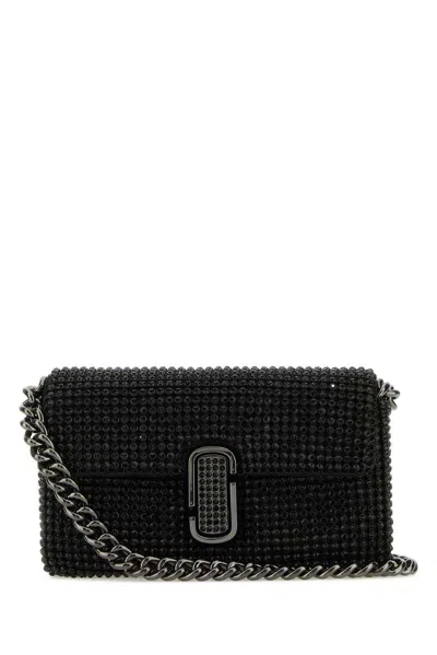 Marc Jacobs Embellished The Mini Soft Shoulder Bag In Black