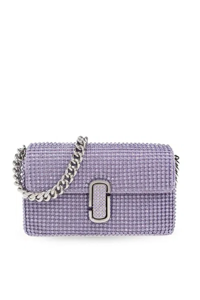 Marc Jacobs Embellished The Mini Soft Shoulder Bag In Purple