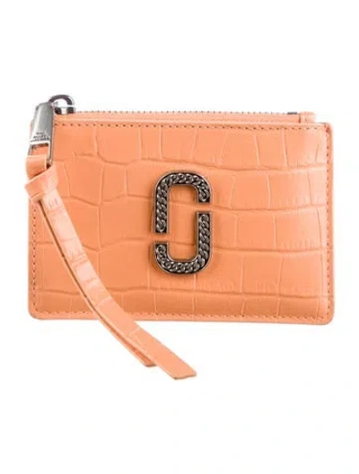 Pre-owned Marc Jacobs Embossed Leather Animal Print Coin Pouch In Orange