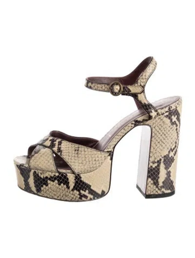 Pre-owned Marc Jacobs Embossed Leather Animal Print Sandals In Black/neutrals