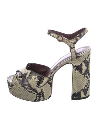 Pre-owned Marc Jacobs Embossed Leather Animal Print Slingback Pumps In Black