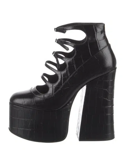 Pre-owned Marc Jacobs Embossed Leather Boots In Black