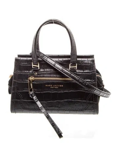 Pre-owned Marc Jacobs Embossed Leather Top Handle Bag In Black