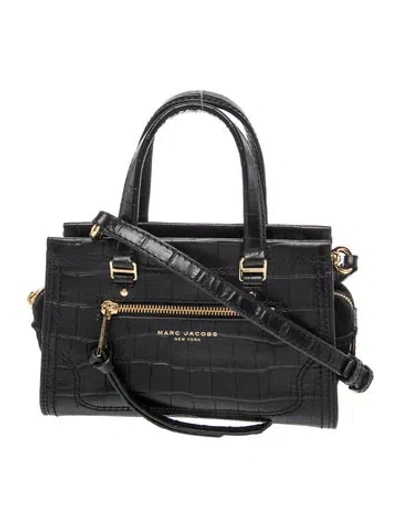 Pre-owned Marc Jacobs Embossed Leather Top Handle Bag In Black