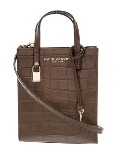 Pre-owned Marc Jacobs Embossed Leather Top Handle Bag In Brown