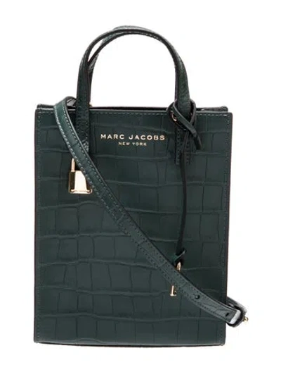 Pre-owned Marc Jacobs Embossed Leather Top Handle Bag In Green