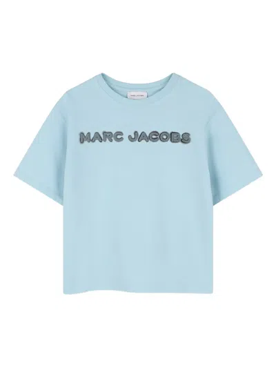 Marc Jacobs Embossed Logo Crew Neck T-shirt For Boys In Clear Blue