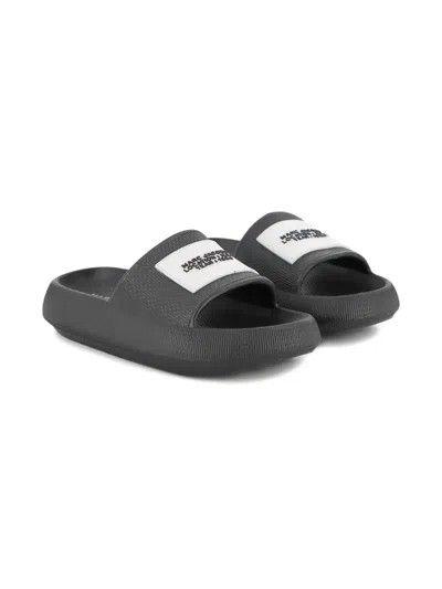Marc Jacobs Kids' Embossed Logo-patch Slides In Black