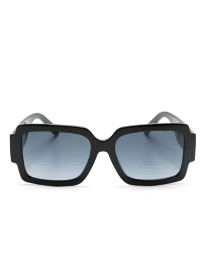 Marc Jacobs Embossed-logo Square-frame Sunglasses In Black