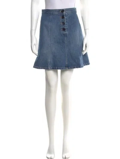 Pre-owned Marc Jacobs Embroidered Accent Mini Skirt In Blue