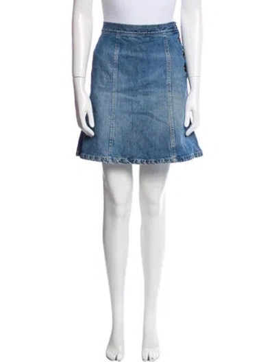 Pre-owned Marc Jacobs Embroidered Accent Mini Skirt In Blue