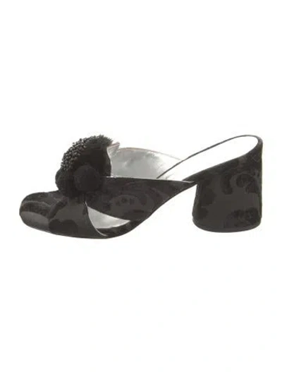 Pre-owned Marc Jacobs Embroidered Accent Slides In Black