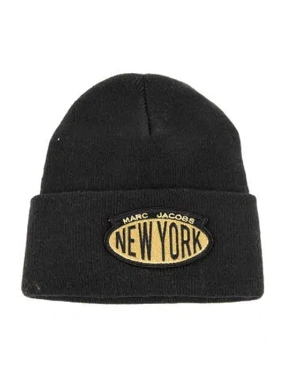 Pre-owned Marc Jacobs Embroidered Beanie Hat In Black