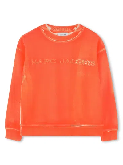 Marc Jacobs Embroidered Logo Neck Sweater For Boys In Orange