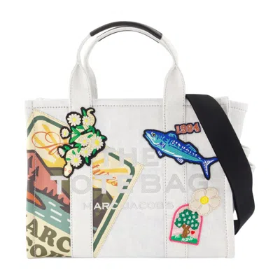 Marc Jacobs Embroidered Patchwork Cotton Tote Bag In White